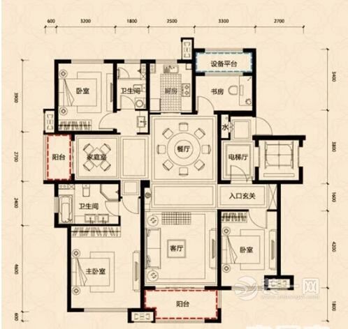 小区:蚌埠滨湖蓝湾 面积:145平 户型:四室两厅两卫 户型图